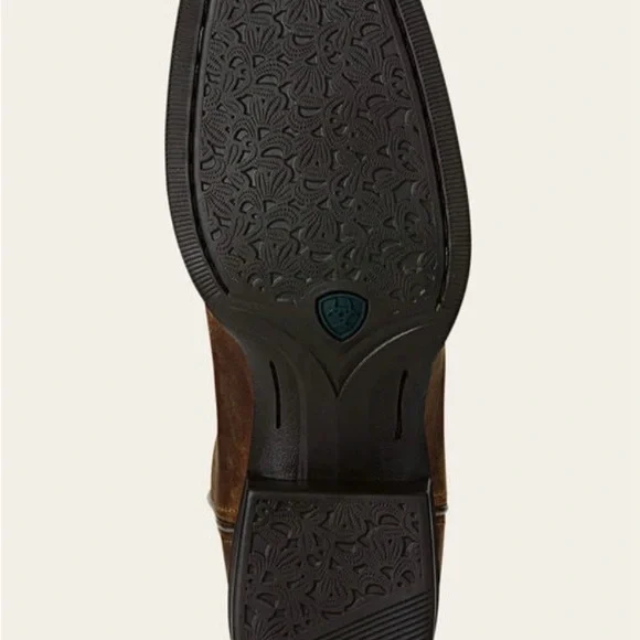 Ariat Brown Leather Round Up Western Wide Square Toe 11” Pull On Boots - Picture 6 of 10